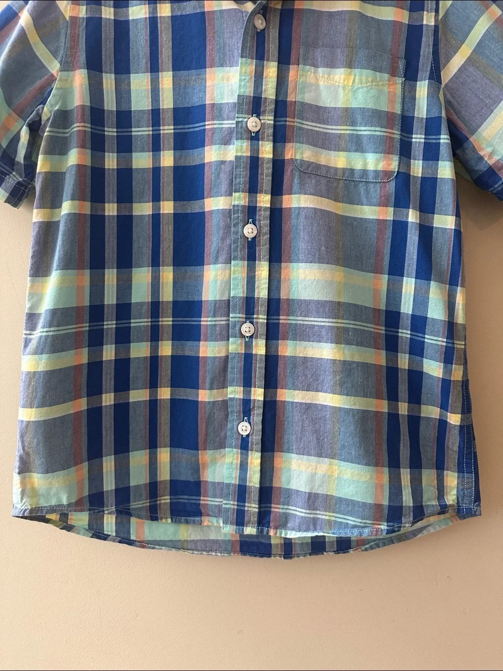 8/$25 The Children's Place Boys Size 7/8 Blue Short-Sleeve Button-Down Shirt